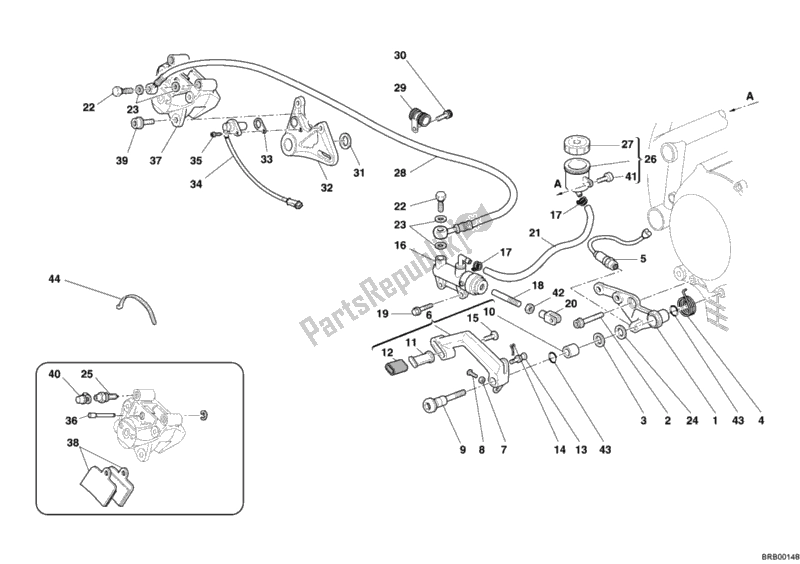Todas as partes de Sistema De Freio Traseiro do Ducati Superbike 999 R USA 2006